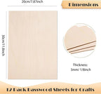 AWIZOM 12 Pack Basswood Sheets for Crafts-12 x 8 x 1/8 Inch- 3mm Thick Plywood - Image 2