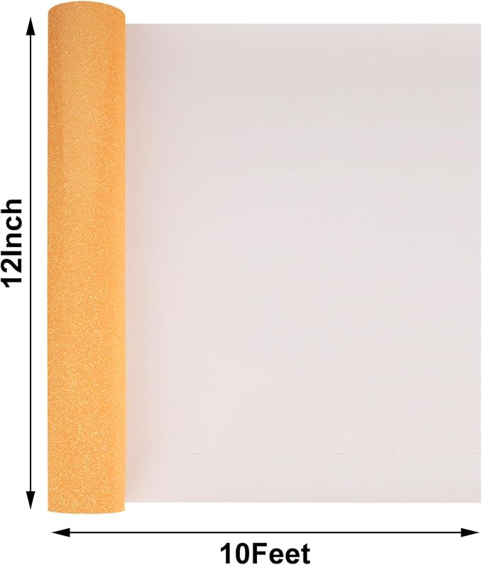 FUNKAKA Glitter Fluorescent Orange Yellow HTV Heat Transfer Vinyl Rolls - Image 2