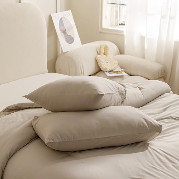 ROSGONIA California King Comforter Set Oatmeal, All Season Bedspread Blanket - Image 6