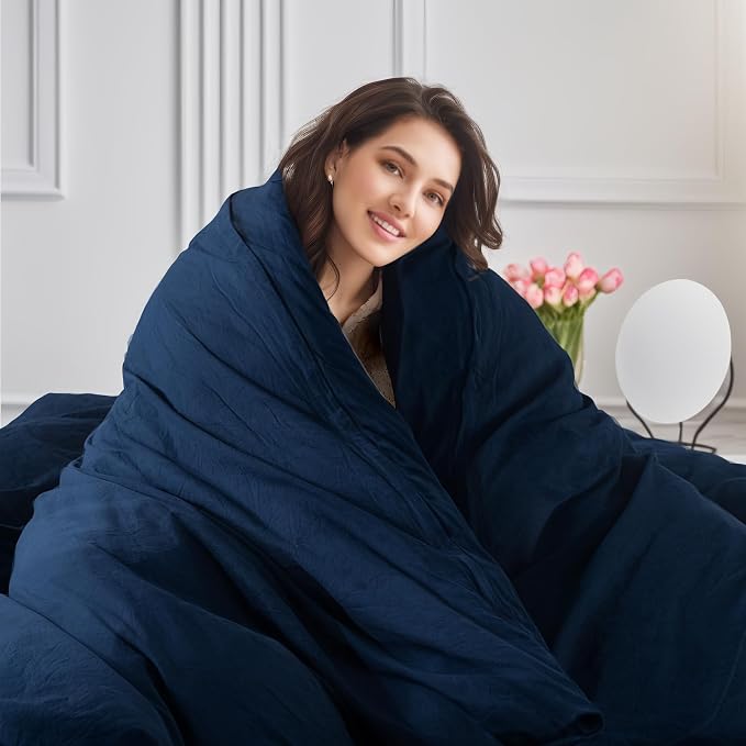 NEXHOME PRO Duvet Cover Set 100% Washed Cotton Oversized Queen 98"x98" - Image 6