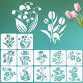 12 Pcs Large Flower Stencils for Painting, 5.12 X 5.12 Inch Flower Stencils for by FRAGRANTGARDEN