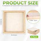 FSWCCK 5 Pack 9 x 9 inch Wood Panel Boards, Unfinished Wood Canvas Panels - Image 2