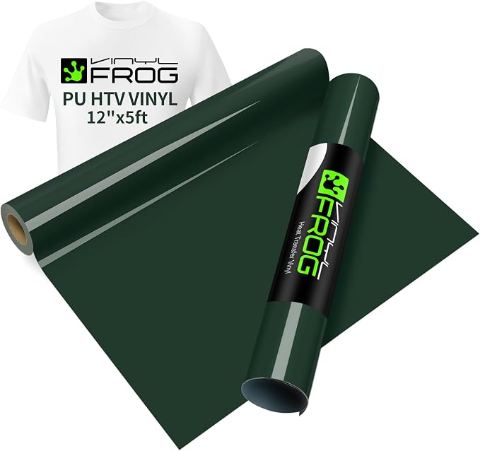 VINYL FROG Dark Green Heat Transfer Vinyl Roll 12" x5ft Matte HTV Vinyl | Dark by VINYLFROG