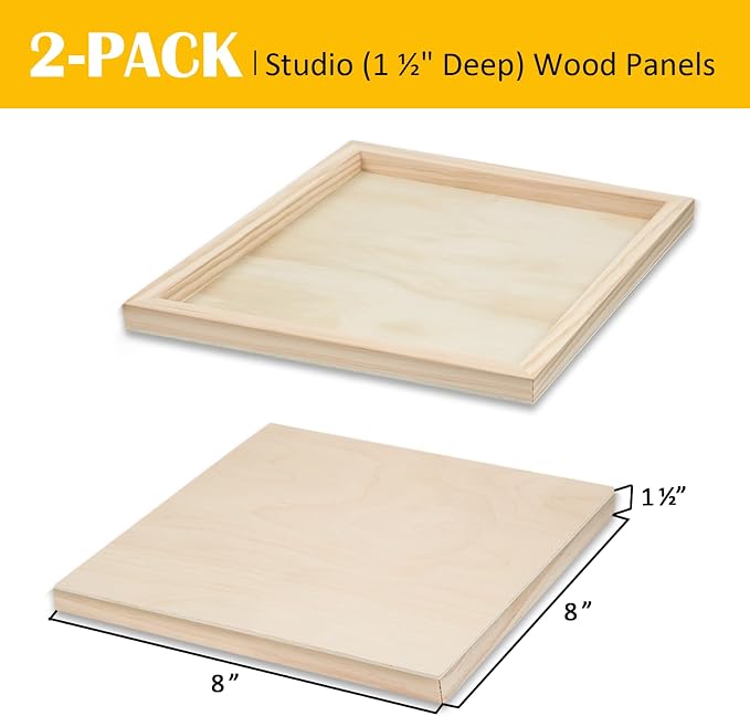 Falling in Art 2 Pack 8x8'' Unfinished Gallery Birch Wood Canvas Panels | Birch - Image 2