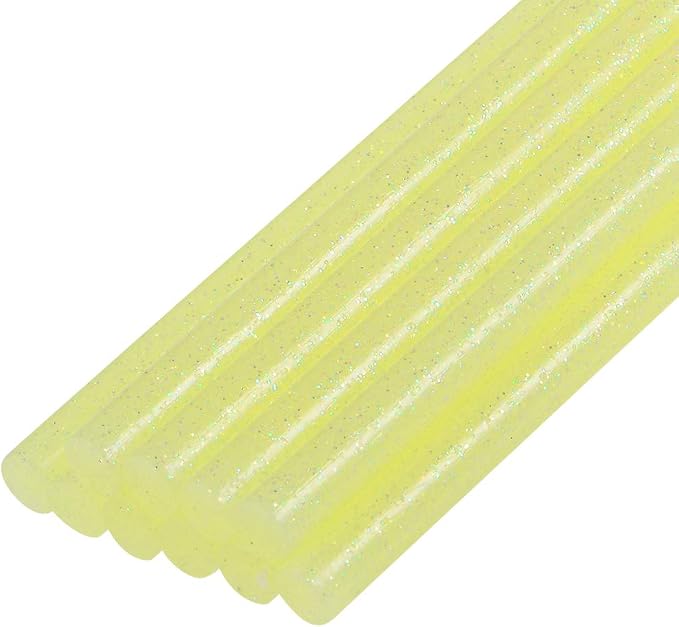 uxcell Mini Hot Glue Sticks for Glue Gun 0.27-inch x 4-inch Yellow Glitter 10pcs by uxcell