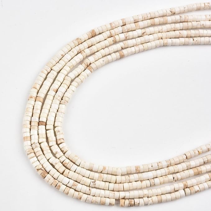 200pcs 3x2mm Natural White Turquoise Heishi Disc Rondelle Spacer Stone Semi - Image 3