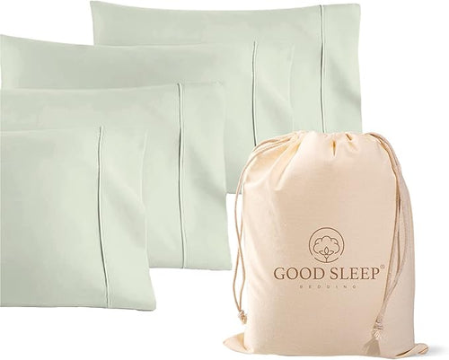 1000 TC Sage Standard Pillowcases Set of 4 100% Egyptian Cotton Pillow Cases by GoodSleepBedding