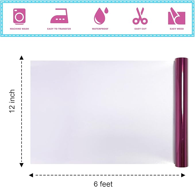 Sheet Metallic Foil HeatTransferVinyl Metallic Rose, 12Inch*6Ft Bundle Chrome - Image 2