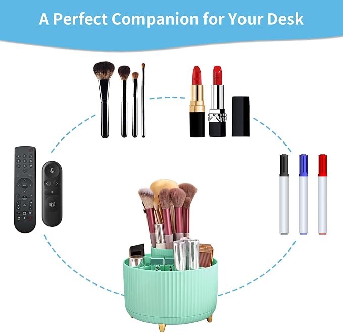 Marbrasse Desk Organizer, 360-Degree Rotating Pen Holder, Desk Organizers and - Image 6
