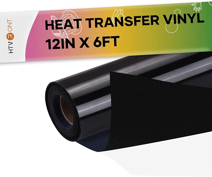 HTVRONT Black Flock HTV Heat Transfer Vinyl-12 x 6FT Flock HTV Vinyl Roll by HTVRONT
