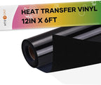 HTVRONT Black Flock HTV Heat Transfer Vinyl-12 x 6FT Flock HTV Vinyl Roll by HTVRONT