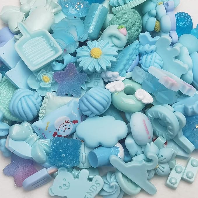 Chenkou Craft 50pcs Lots Mix Assorted Baby-Blue Craft DIY Flatbacks Resin Flat - Image 4