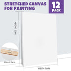 ESRICH Stretched Canvas for Painting 16x20 Inch, Primed Acid-Free Cotton Blank - Image 2