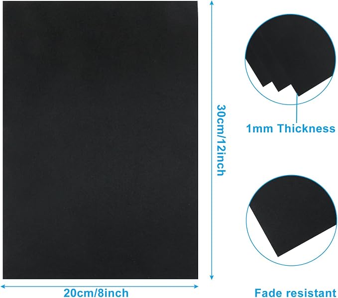 12 Pcs Black Felt Sheets, 8 x 12 Inch, 1mm Thick | Felt Fabric - Image 3