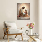 Jesus Praying with Girl Wall Art Canvas Print Jesus with Children Wall Decor - Image 8