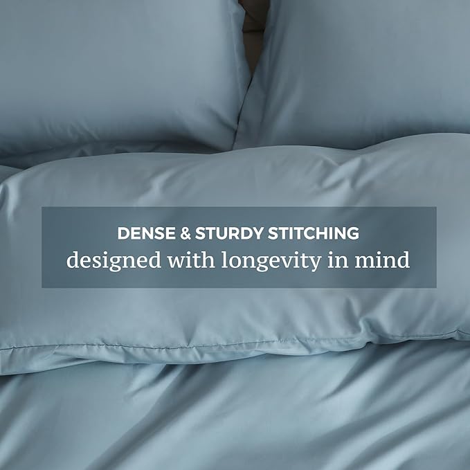 JSD Dusty Blue Duvet Cover Set Twin Size, 2 Piece Microfiber Kids Duvet Cover - Image 5