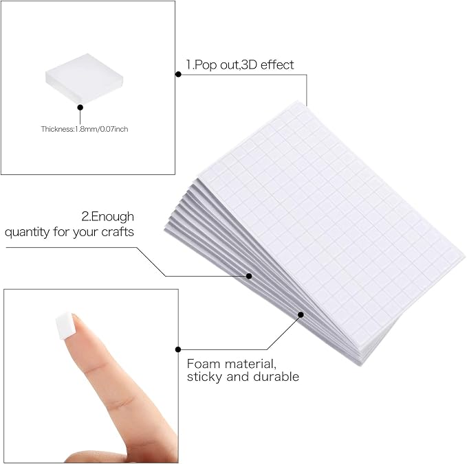 Outus 12 Sheets Foam Adhesive Squares, 2160 Pieces Double Sided Pop Foam Squares - Image 4