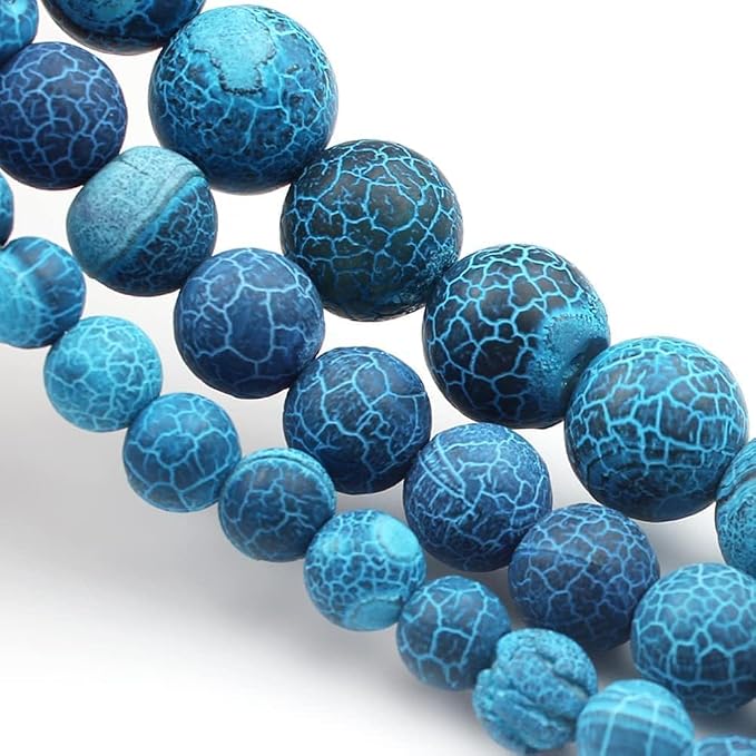 6mm Matte Blue Frosted Agate Bead, 15-Inch Matte Round Loose Stone Beads - Image 6