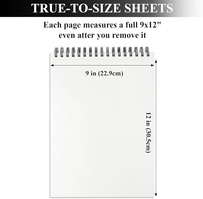 9" x 12" Sketch Book, Top Spiral Sketchbook, 100 Sheets Sketch Pad, Drawing - Image 2