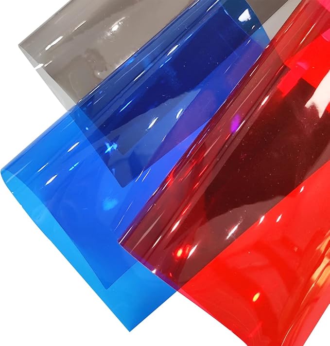 XHT 9 Pcs Clear PVC Vinyl, 21cmx30cm Fluorescent Solid Color Transparent - Image 4
