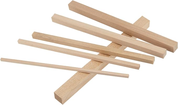215 PCS Basswood Sticks, Hardwood Square Dowels, Unfinished Wooden Dowels - Image 8