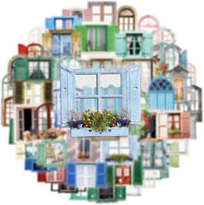 50PCS Window Flower Stickers Aesthetic PET Transparent Beside The Window Decal - Image 2