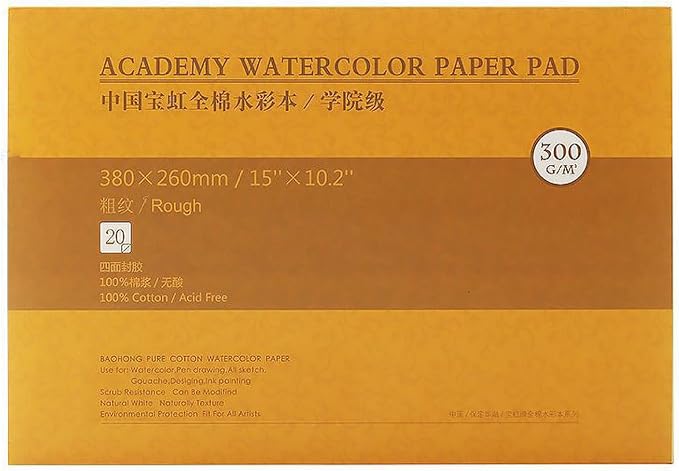 MEEDEN 15×10" Cotton Watercolor Paper Block, Textured Surface Watercolor Paper by MEEDEN
