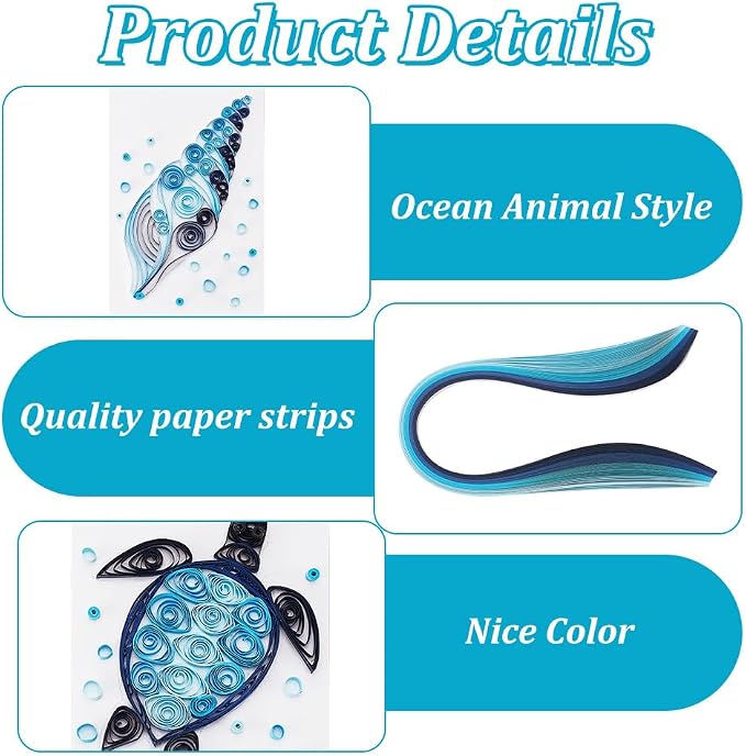 WEBEEDY Paper Quilling Kit 20 Sets DIY Sea Animals Paper Quilling Kit - Image 3