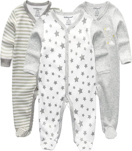 Kiddiezoom Baby and Toddler Boys'Snug Fit Footed One-Piece Romper Jumpsuit Cotton Cotton Footed Outfit