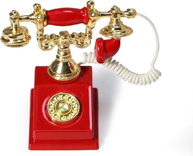 Dollhouse Telephone 1:12 Miniature Vintage Rotary Phone Model Desk Decoration by Cuteminifulfillsallyourfantasiesabouttheminihomeinyourdreams