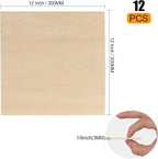12 Pack Basswood Sheets 1/8 x 12 x 12 Inch Plywood Board, Thin Natural - Image 2