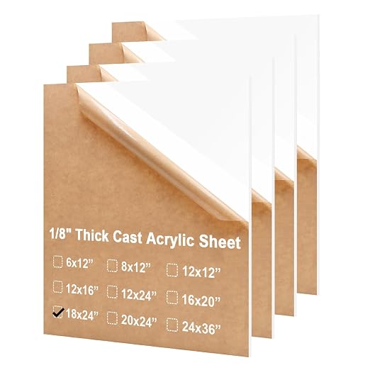 KINLINK 18x24 Plexiglass Sheets 1/8 inch Thick - 3mm White Cast Acrylic Sheet by KINLINK