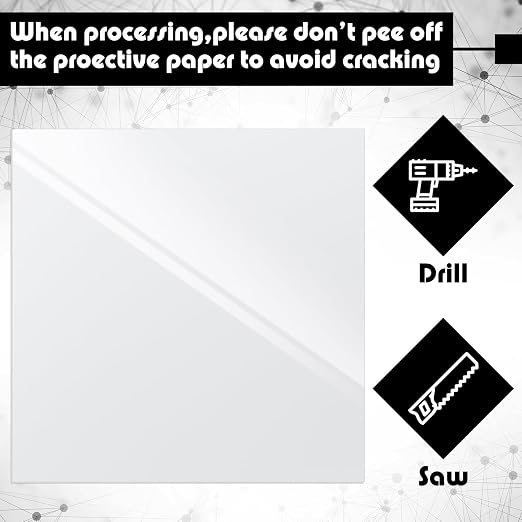 Outus 2 Pieces 1/16 Inch Thick White Acrylic Sheet 12 x 12 Inch White Acrylic - Image 4