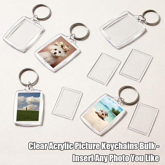 REDANHA 12pcs Acrylic Photo Frame Keychain Holder 2 x 3 In Picture Insert Blank - Image 3