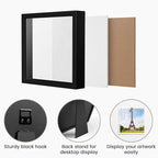Black 5x5 Shadow Box Display Frame, Premium Linen Backboard and Included - Image 5