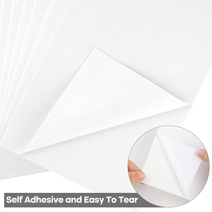 CHRORINE 10 Pcs White Felt Fabric Sheets Self Adhesive Felt Sheets 8 x 12 - Image 3