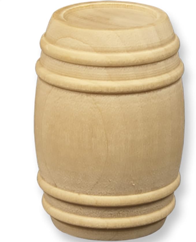 Pinehurst Crafts Unfinished Wooden Pickle Barrels, 1-5/8 Inch Tall, Cargo Parts by Pinehurst+Crafts