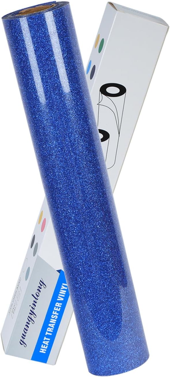 guangyintong Heat Transfer Vinyl Glitter Royal Blue HTV Rolls, Glitter HTV Vinyl by guangyintong