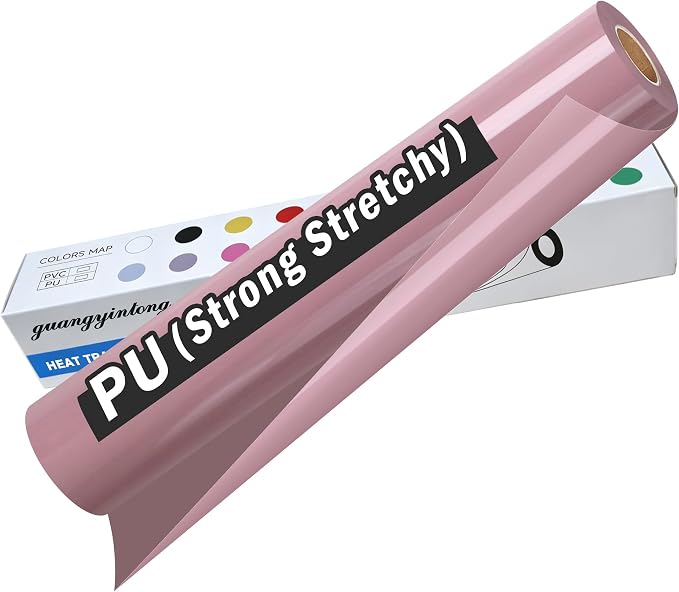 guangyintong Heat Transfer Vinyl Rolls 12" x 10ft, PU Pastel Pink HTV Vinyl by guangyintong