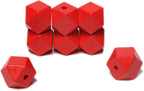 20mm Geometric Wood Beads Red Polygon Wooden Spacer Beads Decor by woodeni