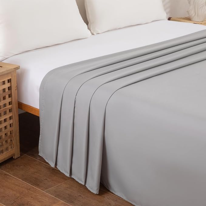King Flat Sheet Only， 108x102Inch Light Gray - Image 3