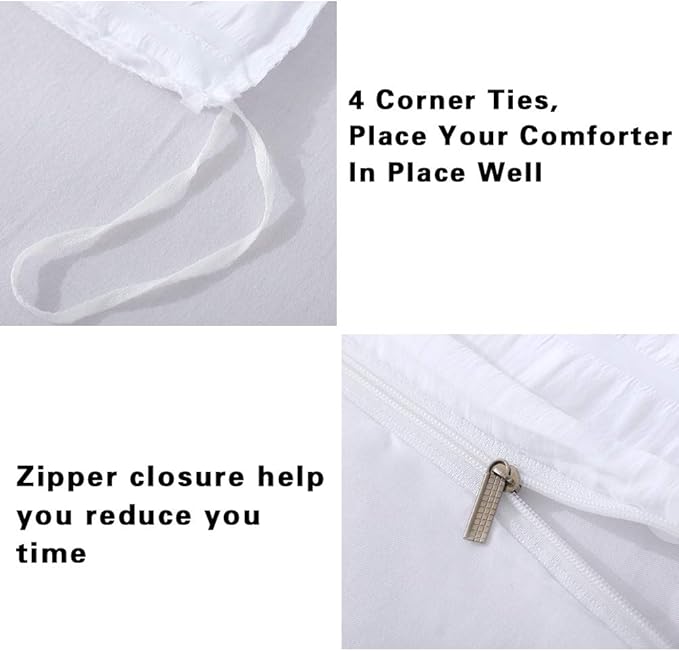 AveLom White Duvet Cover Twin Size，2 Pieces Stripe Textured Soft Washed - Image 5
