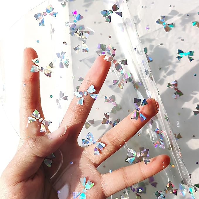 HYANG Transparent Bows PVC Super Clear Holographic Vinyl Faux Leather Sheets 1 - Image 2