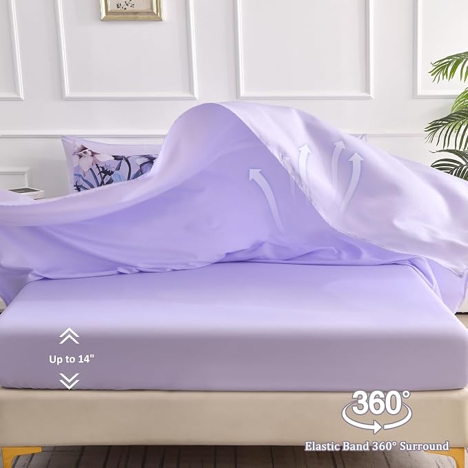 Luxudecor Lavender Purple Floral Comforter Set Queen Size 7 Piece, Flower Bed - Image 5