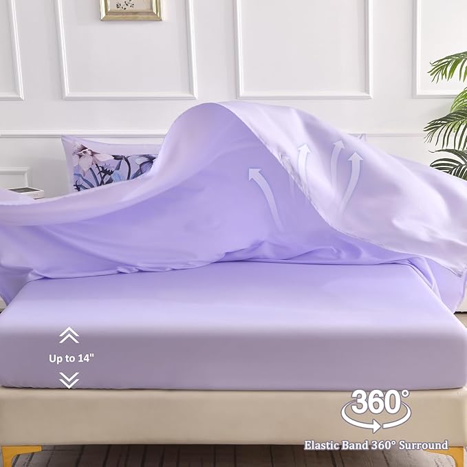 Luxudecor Lavender Purple Floral Comforter Set King Size 7 Piece, Flower Bed in - Image 5