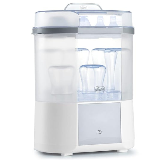 Chicco Advanced Electric Steam Sterilizer & Dryer for Baby Bottles, Feeding Accessories and More | Eliminates 99.9% of Germs | 4 Programming Options | 2 Configurations | Automatic Shut-Off