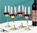 Simcat Handmade Painted Enamel Flower Glass Wine Glasses Transparent Refined - Image 6