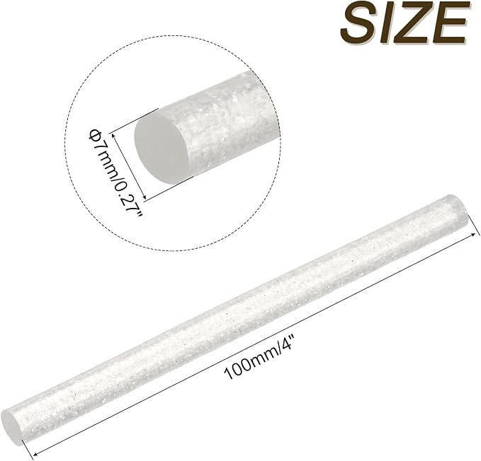 uxcell Mini Hot Glue Sticks for Glue Gun 7mm x 100mm Glitter Transparent White - Image 2