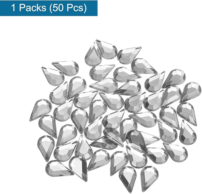 MECCANIXITY 50PCS Flat Back Acrylic Teardrop Gems 6x10mm Artificial Rhinestones - Image 3