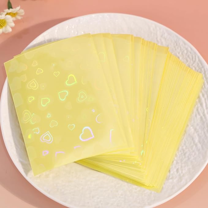 100pcs Photocard Sleeves, 9.1x6.5cm/3.58x2.56in Love Heart-Shape Holographic - Image 5
